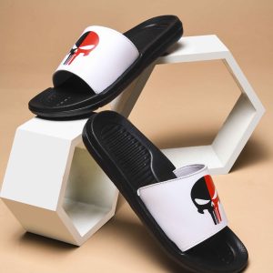 Skull Rush Men's Daily Wear Black Slippers